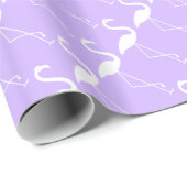 White & Lilac Flamingo Wrapping Paper Geschenkpapier (Rolleneckpunkt)