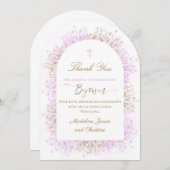 white lilac flowers Baptism thank you card Einladung (Vorne/Hinten)
