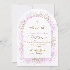white lilac flowers Baptism thank you card Einladung