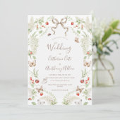 White Lilacs Greenery Ribbon Whimsical Wedding  Einladung (Stehend Vorderseite)