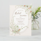 White Lilacs Ribbon Vintage Whimsical Bridal Einladung (Stehend Vorderseite)