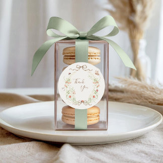 White Lilacs Whimsical Vintage Ribbon Wedding  Runder Aufkleber