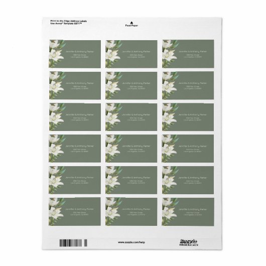 White Lilies Adressaufkleber (Vorne)