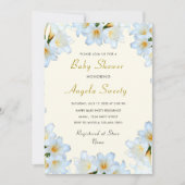 White Lilies Baby Shower Einladung mit QR Code (Vorderseite)