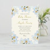 White Lilies Baby Shower Einladung mit QR Code (Stehend Vorderseite)
