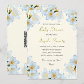 White Lilies Baby Shower Einladung mit QR Code (Vorne/Hinten)