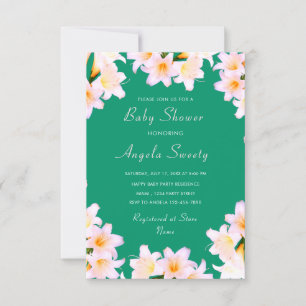 White Lilies Baby Shower Einladung Vorlage