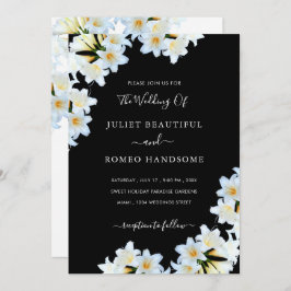 White Lilies Black Wedding Einladung Beispiel