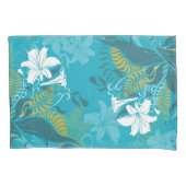 White Lilies Blue Background Kissenbezug (Vorderseite)