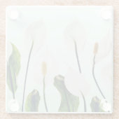 White Lilies Blume Blau Nahtlos Glasuntersetzer (Rückseite)