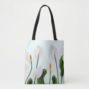 White Lilies Blume Blau Nahtlos Tasche
