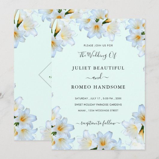 White Lilies Blume Hochzeitsvorlage (Vorne/Hinten)