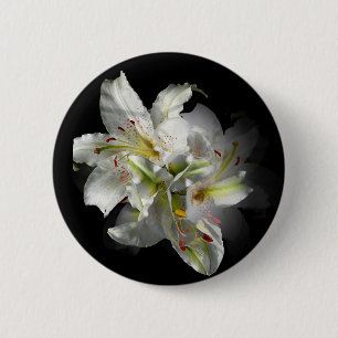 White Lilies Fantasy Button
