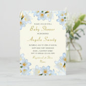 White Lilies Frame Baby Dusche Einladung Vorlage (Stehend Vorderseite)