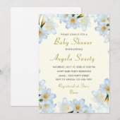 White Lilies Frame Baby Dusche Einladung Vorlage (Vorne/Hinten)