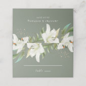 White Lilies Gold Dots Platzkarte (Außenseite Aufgefaltet)