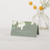 White Lilies Gold Dots Platzkarte (Rückseite)