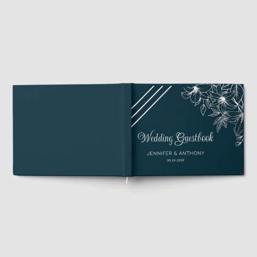 White Lilies Hand Drawn Gästebuch (Voll)