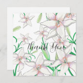 White Lilies Illustration Dankeskarte (Vorne/Hinten)