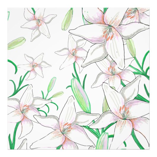 White Lilies Illustration Fotodruck (Vorne)