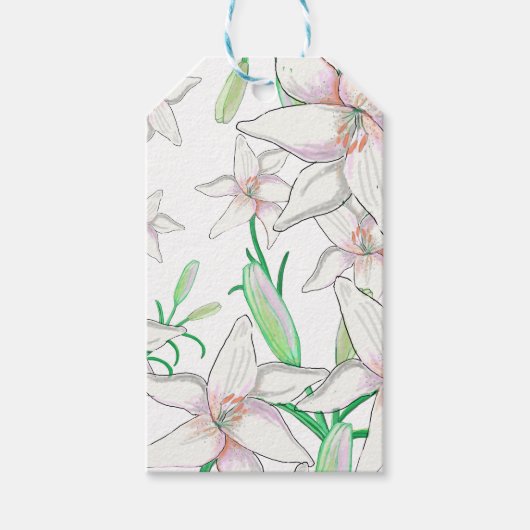 White Lilies Illustration - Geschenkmarke Geschenkanhänger (Vorderseite)