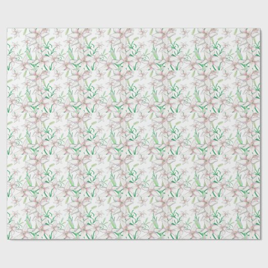 White Lilies Illustration Geschenkpapier (Flach)