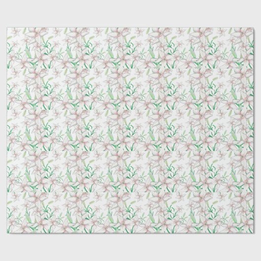 White Lilies Illustration Geschenkpapier (Saum)
