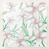 White Lilies Illustration Glasuntersetzer (Vorderseite)