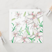 White Lilies Illustration Karte (Vorderseite/Rückseite Beispiel)
