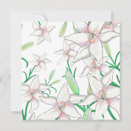 White Lilies Illustration Karte