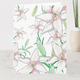 White Lilies Illustration Karte