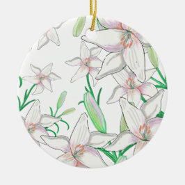 White Lilies Illustration Keramik Ornament