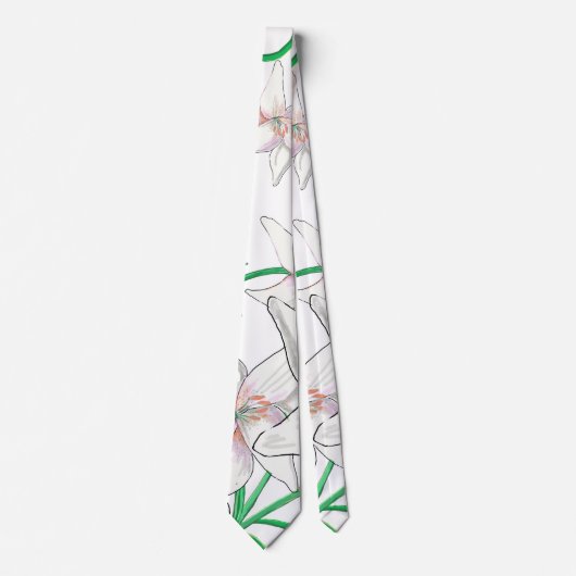 White Lilies Illustration Krawatte (Vorderseite)