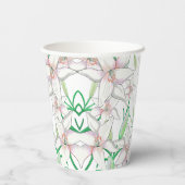 White Lilies Illustration Pappbecher (Rückseite)