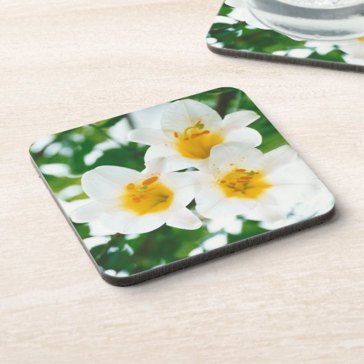 White Lilies - Lily Blume Lilium candidum Getränkeuntersetzer (Linke Seite)