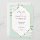 White Lilies & Mild Mint Brautparty Einladung (Vorderseite)