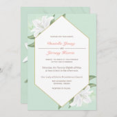 White Lilies & Mild Mint Einladung zur Hochzeit (Vorne/Hinten)