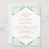 White Lilies & Mild Mint Engagement Party Einladung (Vorderseite)