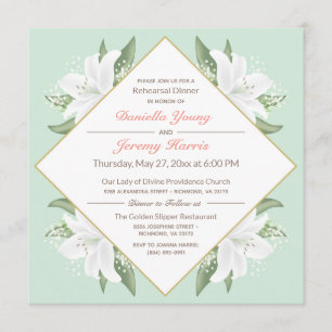 White Lilies & Milde Mint Probe Dinner Einladung