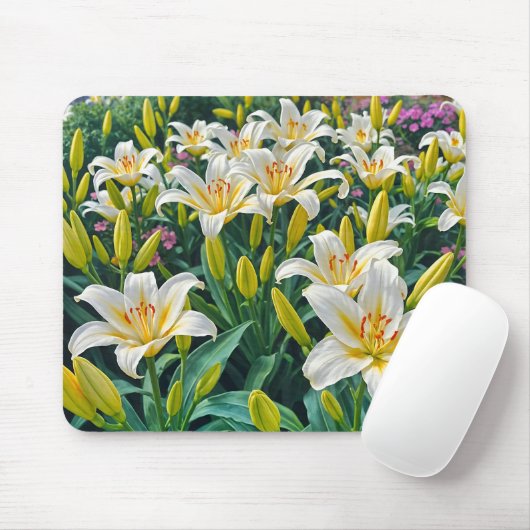 White Lilies Mouse Pad Mousepad (Mit Mouse)