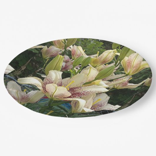 White Lilies Pappteller (Schrägansicht)