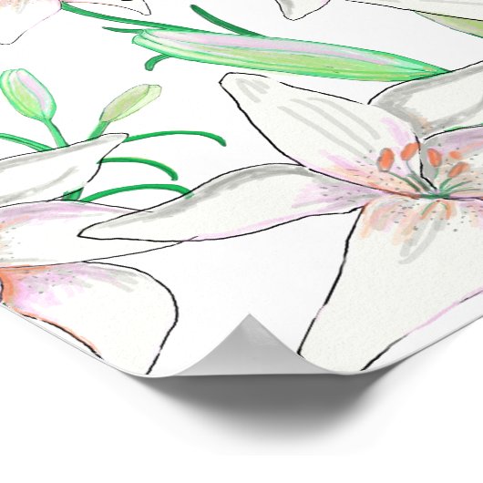White Lilies Poster (Ecke)