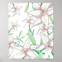 White Lilies Poster