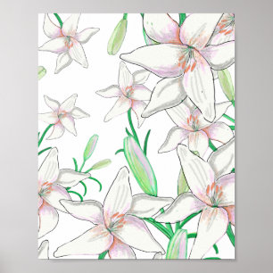 White Lilies Poster