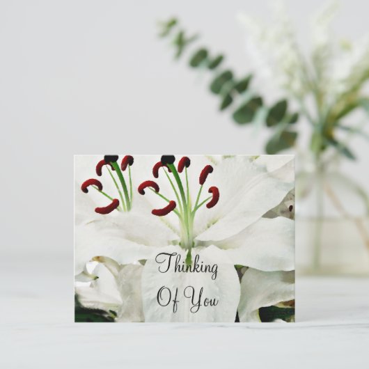 White Lilies_ Postkarte (Stehend Vorderseite)