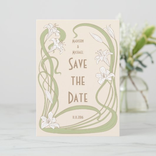 White Lilies Save the Date (Stehend Vorderseite)