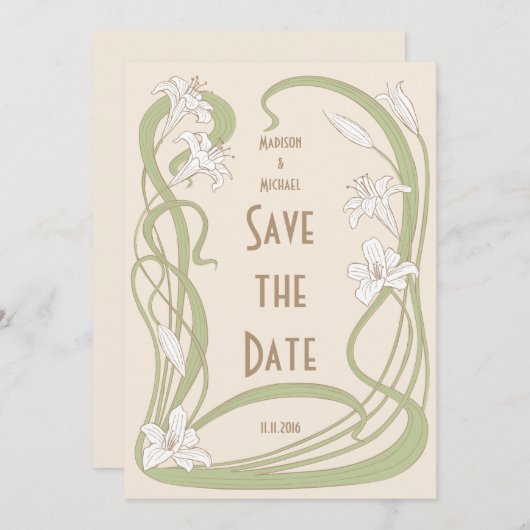 White Lilies Save the Date (Vorne/Hinten)