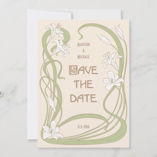White Lilies Save the Date (Vorderseite)