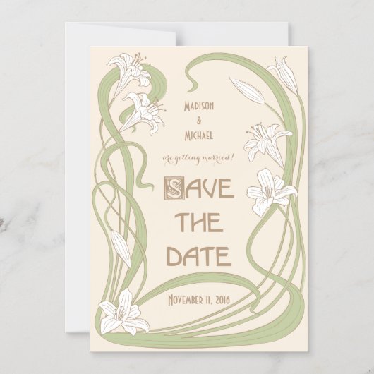 White Lilies Save the Date Magneteinladung (Vorderseite)