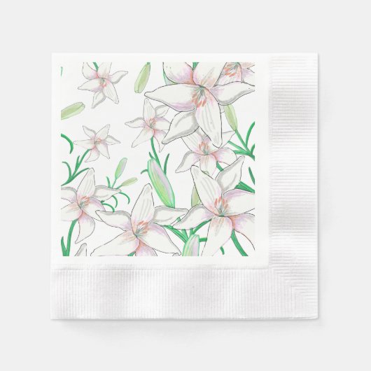 White Lilies Serviette (Vorderseite)